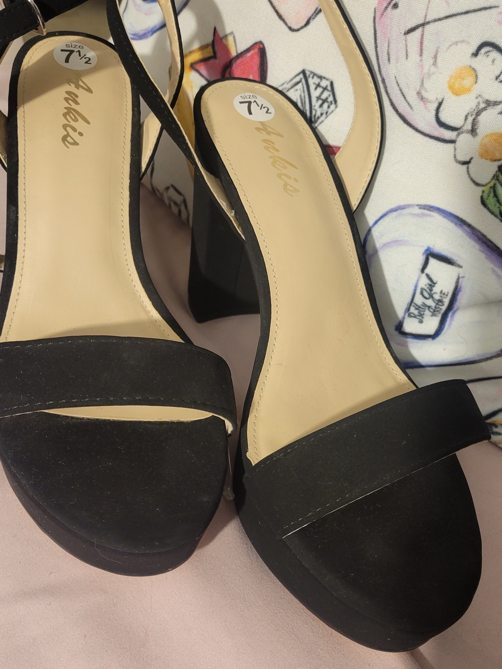 Black Women's Block Heel Sandals - Size 7.5